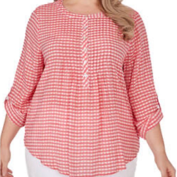 Ruby Rd. Tops - Ruby Rd. Coral Gingham Blouse